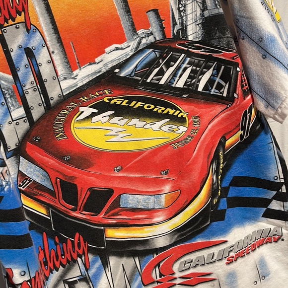 Vintage 90s T-shirt Large AOP California Speedway Racing Car 1997 NASCAR Allover - Picture 10 of 14
